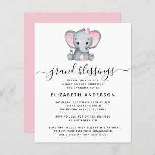 BUDGET Elephant Oma Baby Shower Einladung