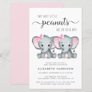 Budget Elephant Twin Girls Babydusche Einladung