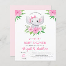 BUDGET Elephant Virtual Baby Shower Einladung