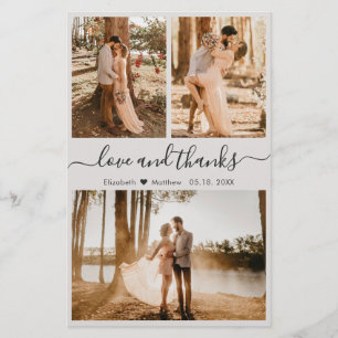 Budget Elfenbein Foto Collage Hochzeit Danke Flyer