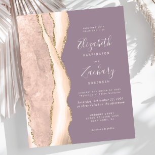 Budget Elfenbein Gold Achat Mauve Hochzeits-Einlad