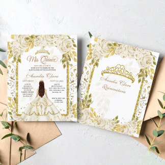 Budget Elfenbeindruckerin Gold Arch Quinceanera