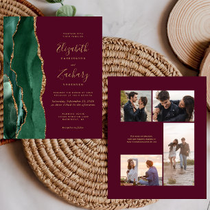 Budget-Emerald-Burgund-Einladung zur Hochzeit mit