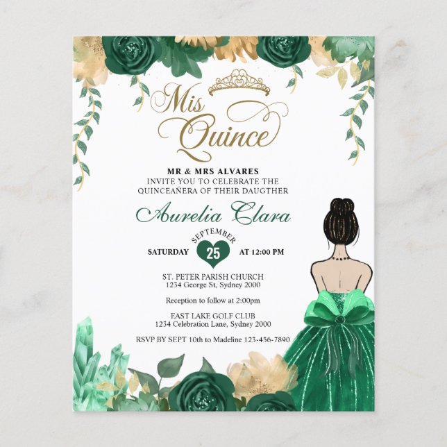 BUDGET Emerald Floral Princess Mis Quince (Vorderseite)