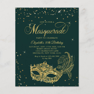BUDGET Emerald Gold Glitzer Masquerade Geburtstag