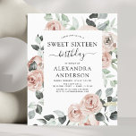 Budget Emerald Green 16 . Geburtstag Geburtstagspa<br><div class="desc">Budget Dusty Pink,  Dusty Rose,  Emerald Green und Sage Green Floral Rose und Eukalyptus Botanical Greenery Watercolor Spring oder Summer 16 . Geburtstag Birthday Party Einladungen - beinhaltet schöne und elegante Drehtypografie mit modernen tropischen botanischen Blume und Grün für die besondere süße 16 Feiern.</div>