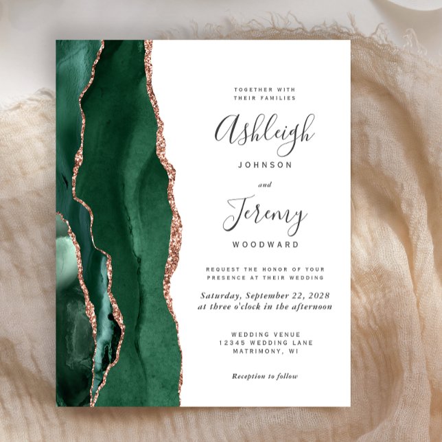 Budget Emerald Green Agate Rose Gold Wedding (Von Creator hochgeladen)