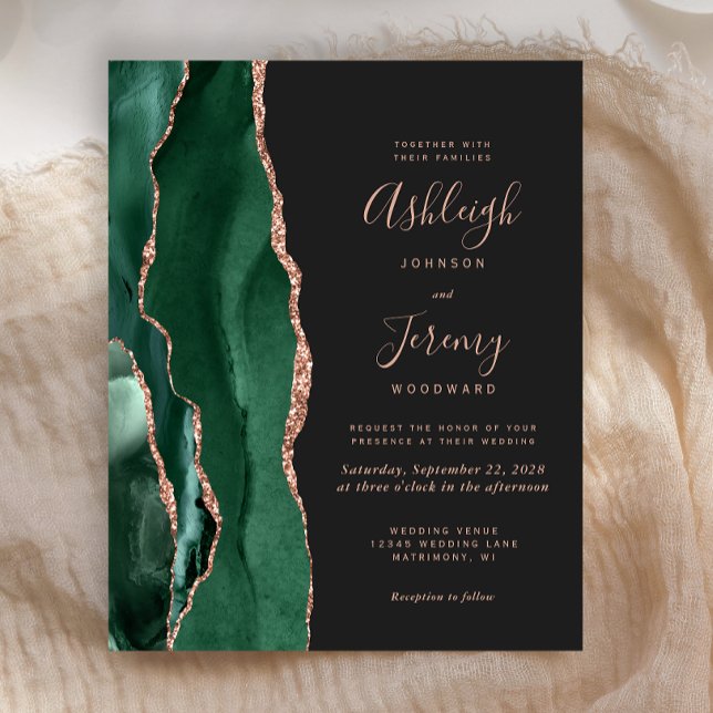 Budget Emerald Green Agate Rose Gold Wedding (Von Creator hochgeladen)