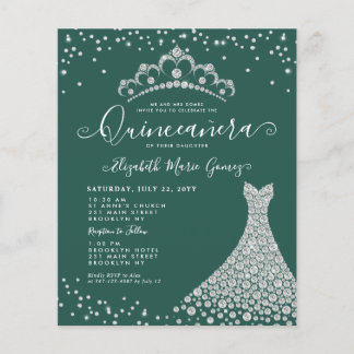 Budget Emerald Green Diamond Tiara Quinceanera