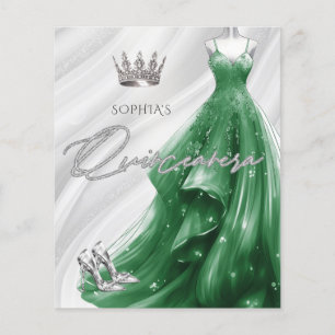 Budget Emerald Green Dress Quinceañera Einladung