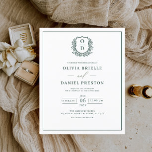 Budget Emerald Green Elegant Hochzeitseinladung