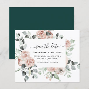 Budget Emerald Green Floral Save the Date