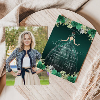 Budget Emerald Green Foto Quinceanera Einladung