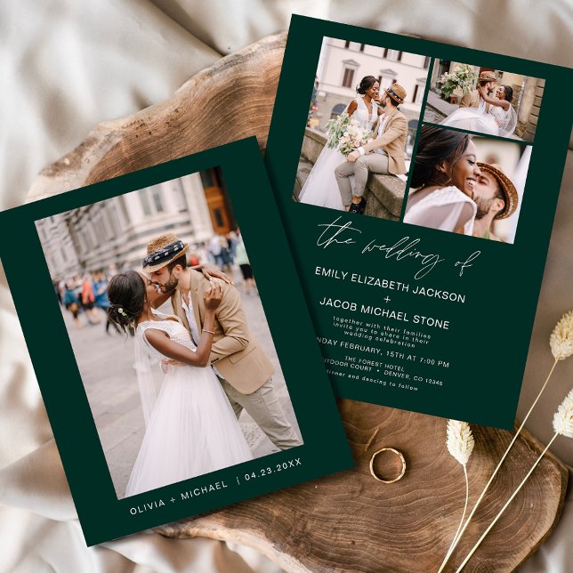 Budget Emerald Green Foto Wedding Einladung Flyer (Von Creator hochgeladen)