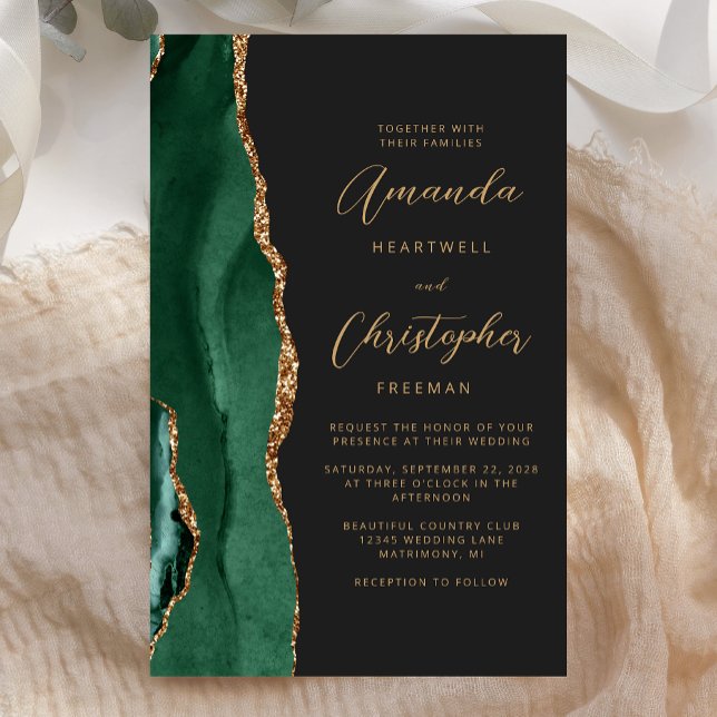 Budget Emerald Green Gold Agate Dark Wedding (Von Creator hochgeladen)