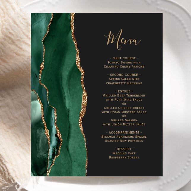 Budget Emerald Green Gold Dark Wedding Menu (Von Creator hochgeladen)