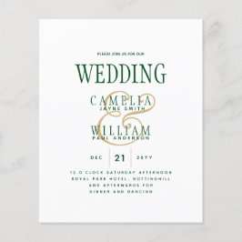 BUDGET Emerald Green Gold Hochzeit Einladung Flyer