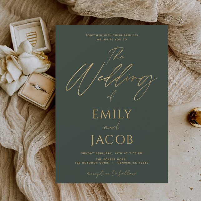 Budget Emerald Green Gold Wedding Typografy (Von Creator hochgeladen)