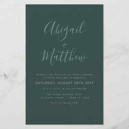 Budget Emerald Green Minimalistisch Wedding Einlad Flyer