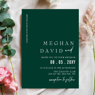 Budget Emerald Green Modern Wedding Einladung