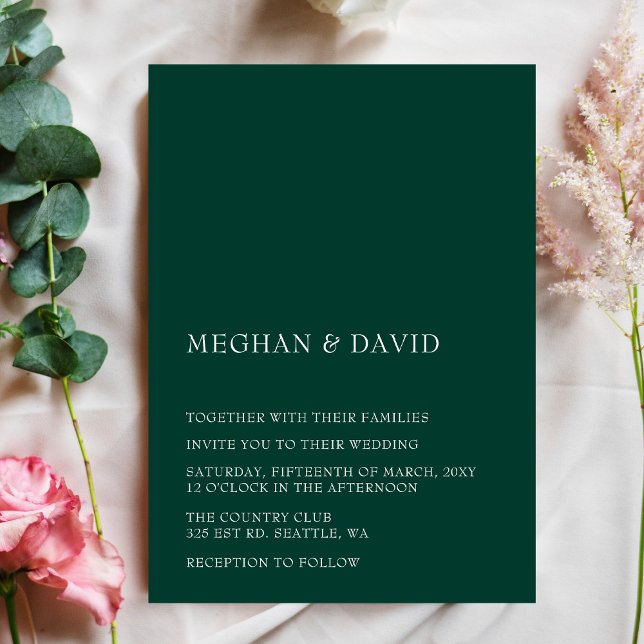 Budget Emerald Green Modern Wedding Einladung (Von Creator hochgeladen)