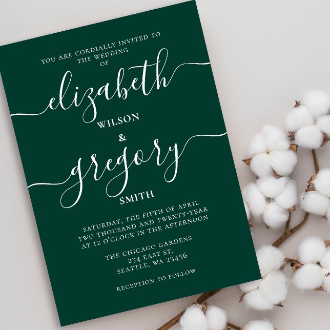 Budget Emerald Green Modern Wedding Einladung (Von Creator hochgeladen)