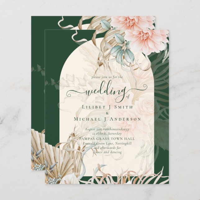 BUDGET Emerald Green Pampas Grass Peach Wedding (Vorne/Hinten)