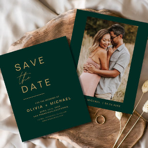 Budget Emerald Green Save the Date Elegantes Foto Flyer
