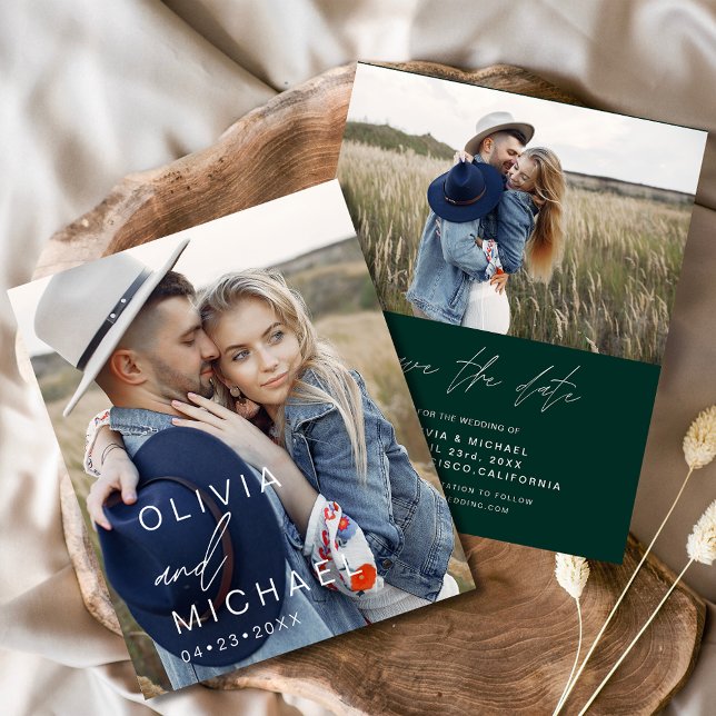 Budget Emerald Green Save the Date Foto Flyer (Von Creator hochgeladen)