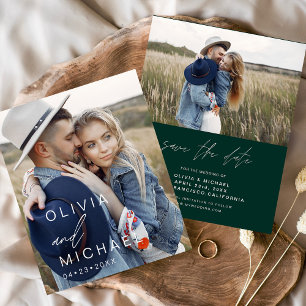 Budget Emerald Green Save the Date Foto Flyer