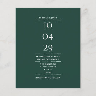 Budget Emerald Green Wedding Date Einladung