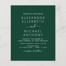 Budget Emerald Green Wedding Einladung Flyer