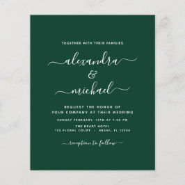Budget Emerald Green Wedding mit Foto Einladung Flyer