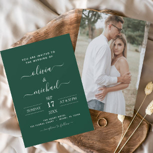 Budget Emerald Green Wedding mit Foto Einladung Flyer