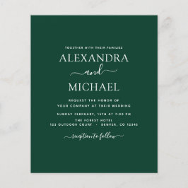 Budget Emerald Green Wedding mit Foto Einladung Flyer