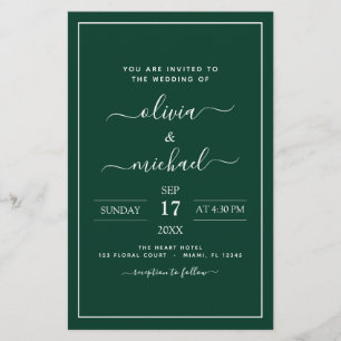 Budget Emerald Green Wedding Modern Typografy
