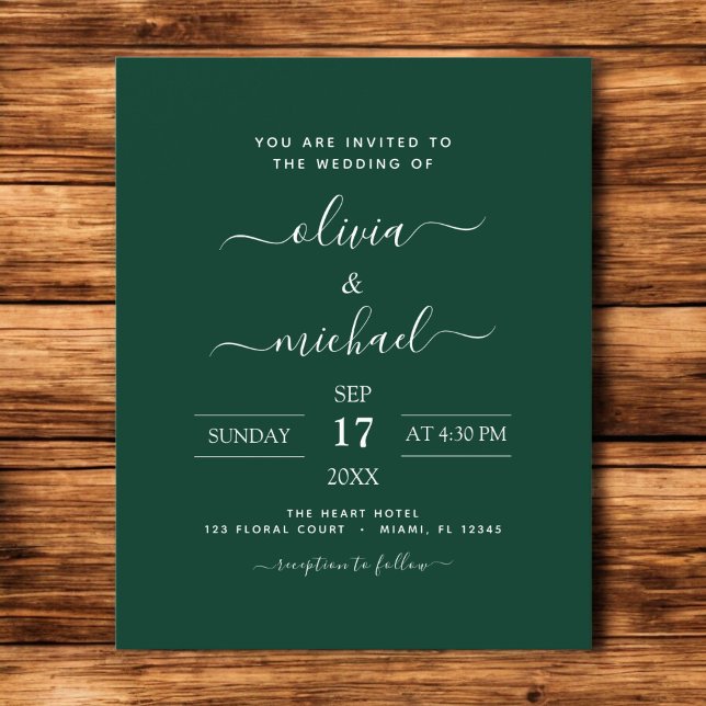 Budget Emerald Green Wedding Modern Typografy (Von Creator hochgeladen)