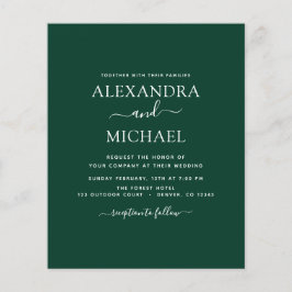 Budget Emerald Green Wedding Modern Typografy Flyer