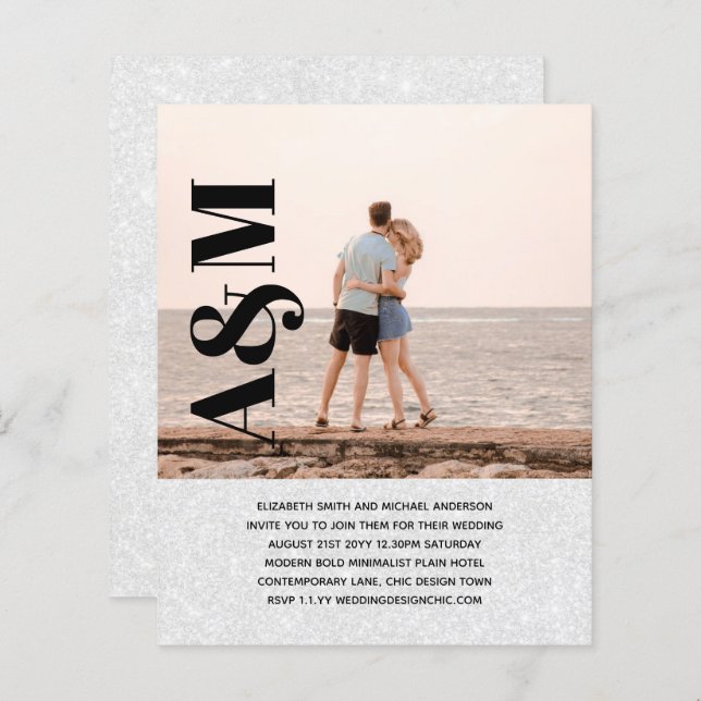 BUDGET Engagement Party Einladung FOTO BOLD TEX (Vorne/Hinten)