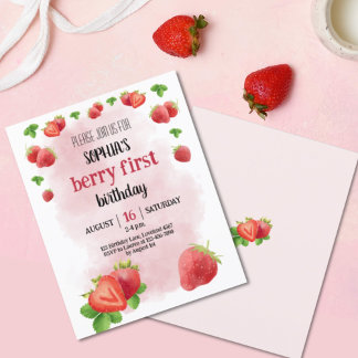 Budget Erdbeere 1. Geburtstag Party Berry Einladun