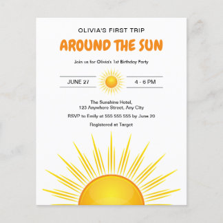 Budget Erste Reise rund um die Sun Birthday Einlad Flyer