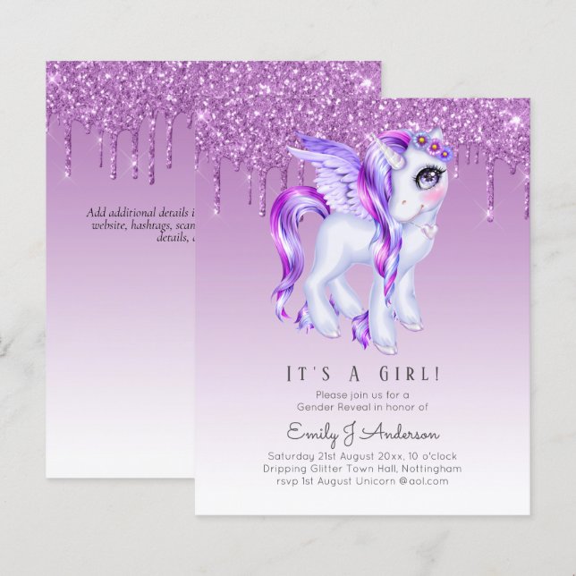 BUDGET Es ist eine Girl Glittery Unicorn Kinderdus (Vorne/Hinten)