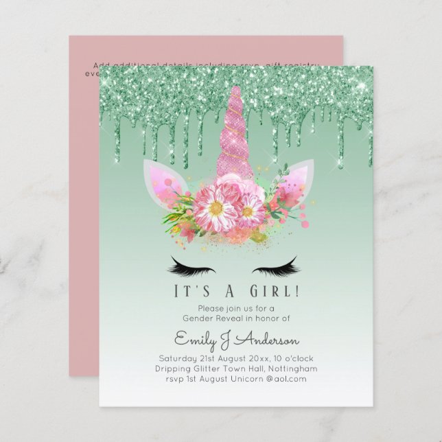 BUDGET Es ist eine Girl Glittery Unicorn Kinderdus (Vorne/Hinten)