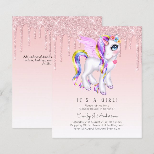 BUDGET Es ist eine Girl Glittery Unicorn Kinderdus (Vorne/Hinten)