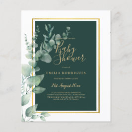 BUDGET Eucalyptus BABY SHOWER GOLD QR CODE EINLADE Flyer