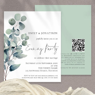 Budget Eucalyptus Blätter QR Wedding Abend Einladu