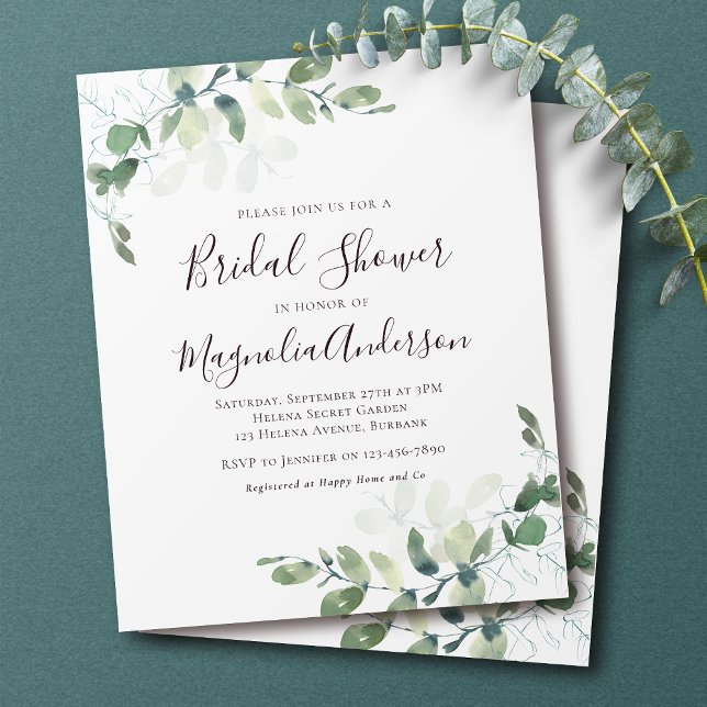 Budget Eucalyptus Bridal Dusche Einladung Flyer (Von Creator hochgeladen)