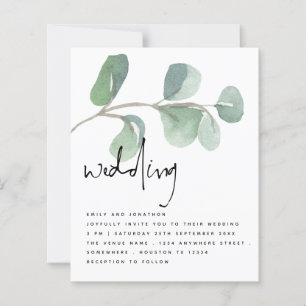 BUDGET Eucalyptus Elegante Script Wedding Einladun