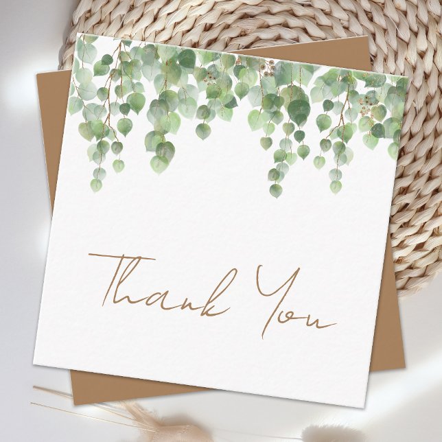 Budget Eucalyptus Foliage Wedding Thank You Mitteilungskarte (Von Creator hochgeladen)