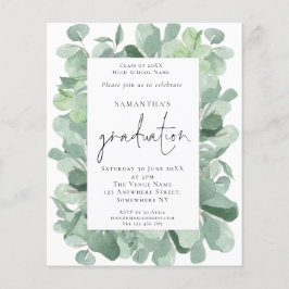 Budget Eucalyptus Frame Foto Grad Party Einladung